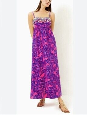 lilly pulitzer wisteria v-neck maxi dress Lilly Pulitzer Wisteria Elbow Sleeve V-Neck Women's Dress Low Tide : 4